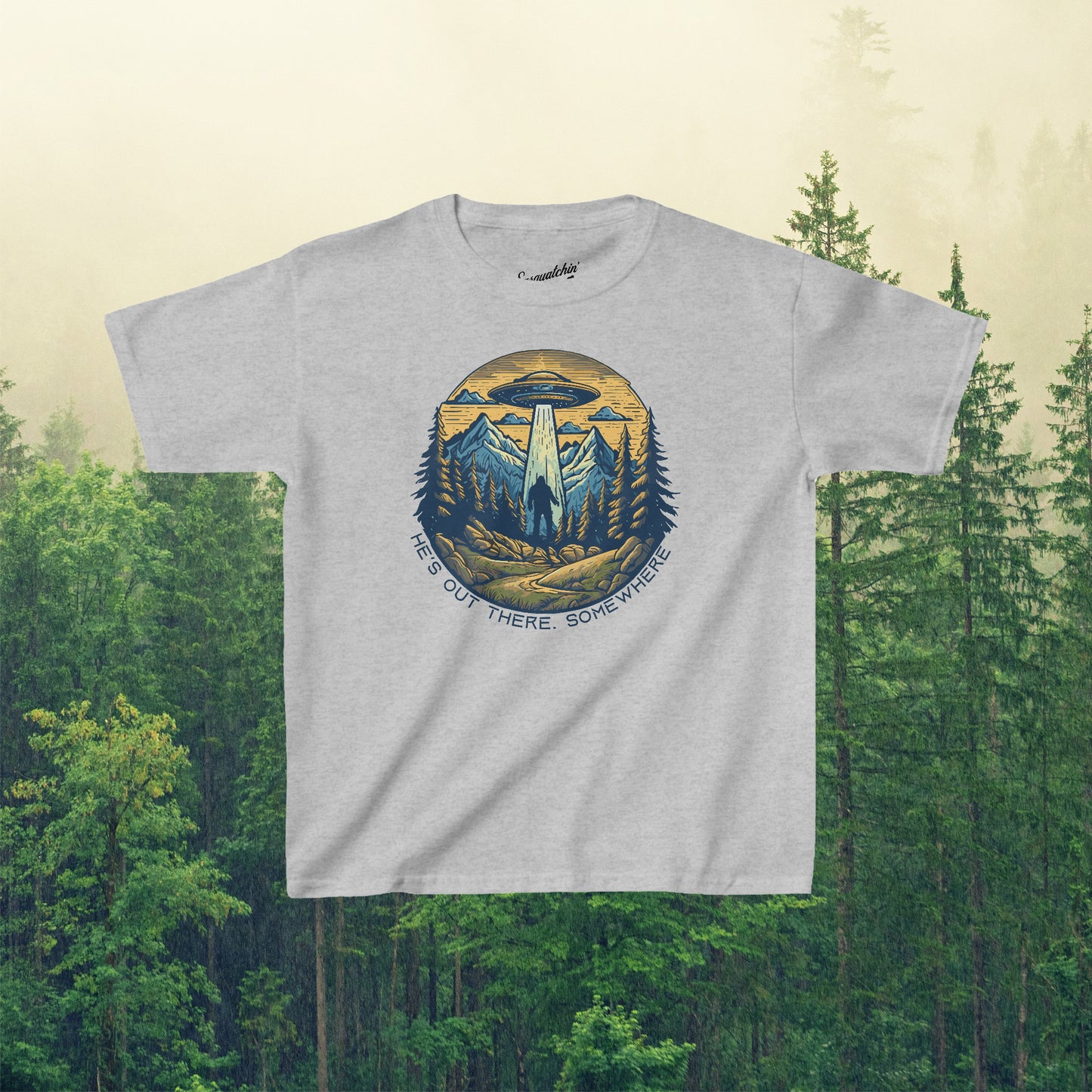 Bigfoot's UFO Escape: Sasquatchin' Adventure Youth Tee