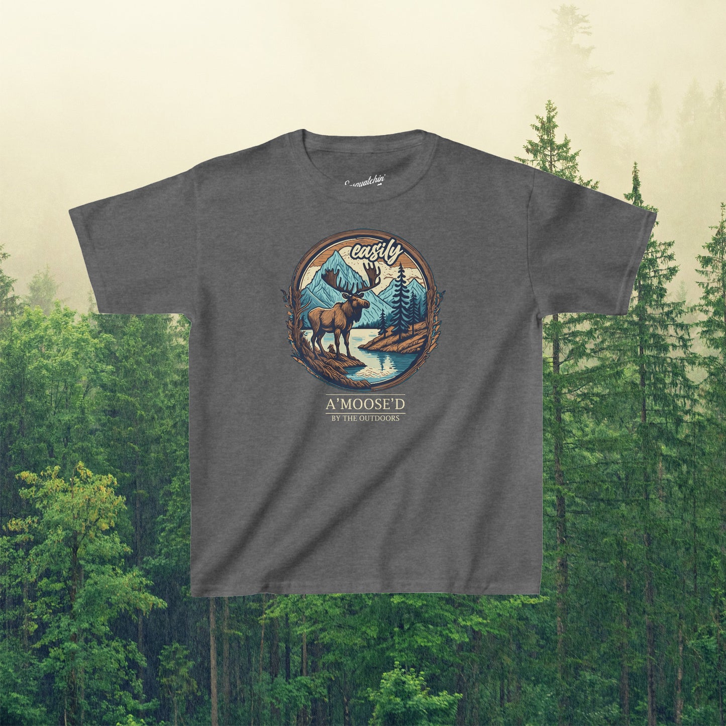 Nature's A'moose'ment: Sasquatchin' Adventure Youth Tee