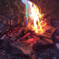 Aurora Inferno color-changing campfire flames in blue, green, and purple.