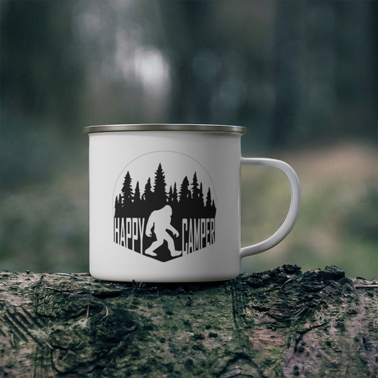 Happy Camper Sasquatch Enamel Mug